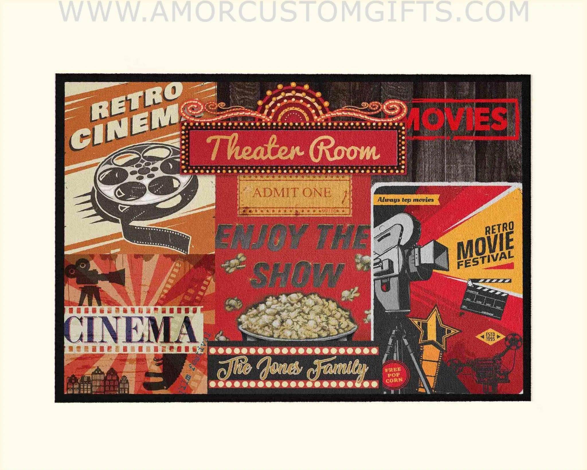 Personalized Theater Room Rug / Floormat | PersonalizedThin Area Rug , Floormat