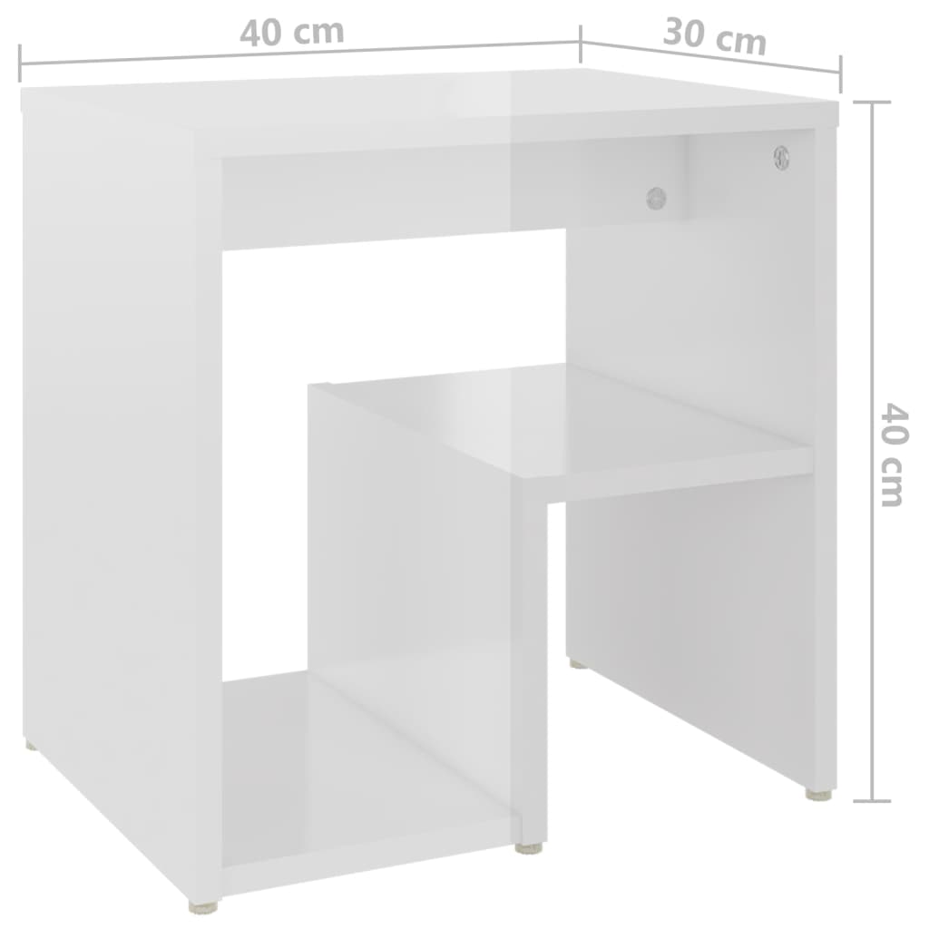 Yöpöydät 2 kpl korkeakiilto valkoinen 40x30x40 cm lastulevy – Nordic Home  Shop