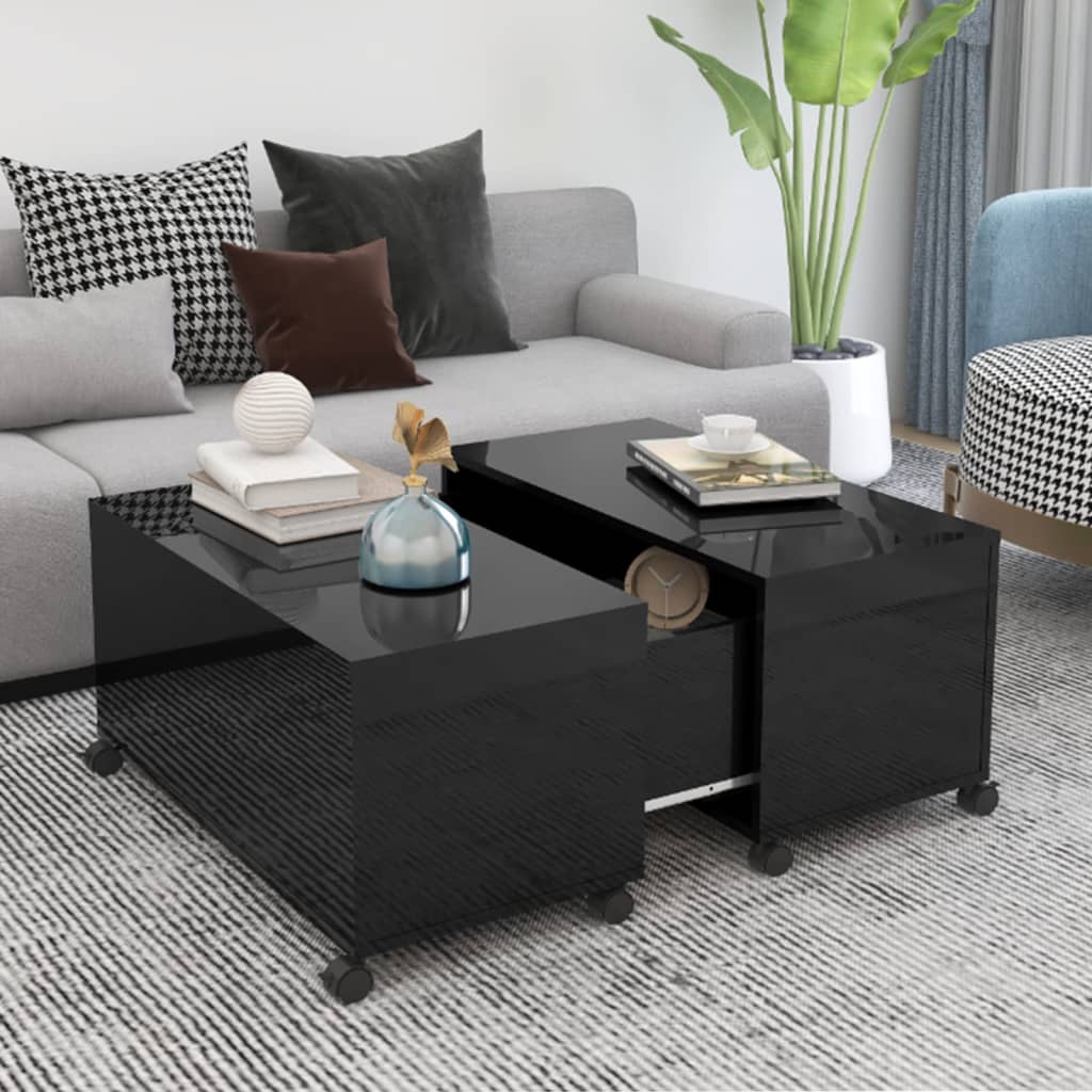 Sohvapöytä korkeakiilto musta 75x75x38 cm lastulevy – Nordic Home Shop
