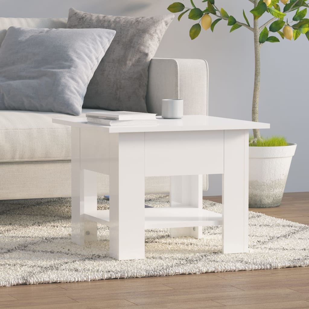 Sohvapöytä korkeakiilto valkoinen 55x55x42 cm tekninen puu – Nordic Home  Shop
