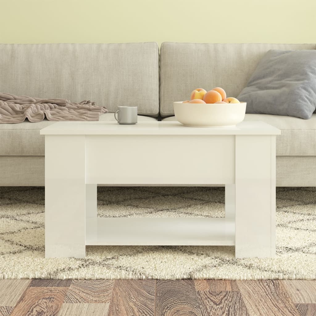 Sohvapöytä korkeakiilto valkoinen 79x49x41 cm tekninen puu – Nordic Home  Shop