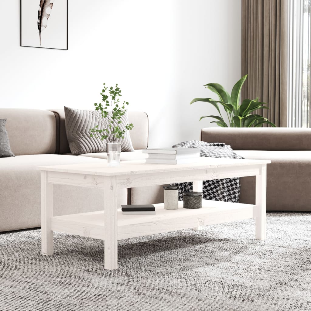 Sohvapöytä valkoinen 110x50x40 cm täysi mänty – Nordic Home Shop