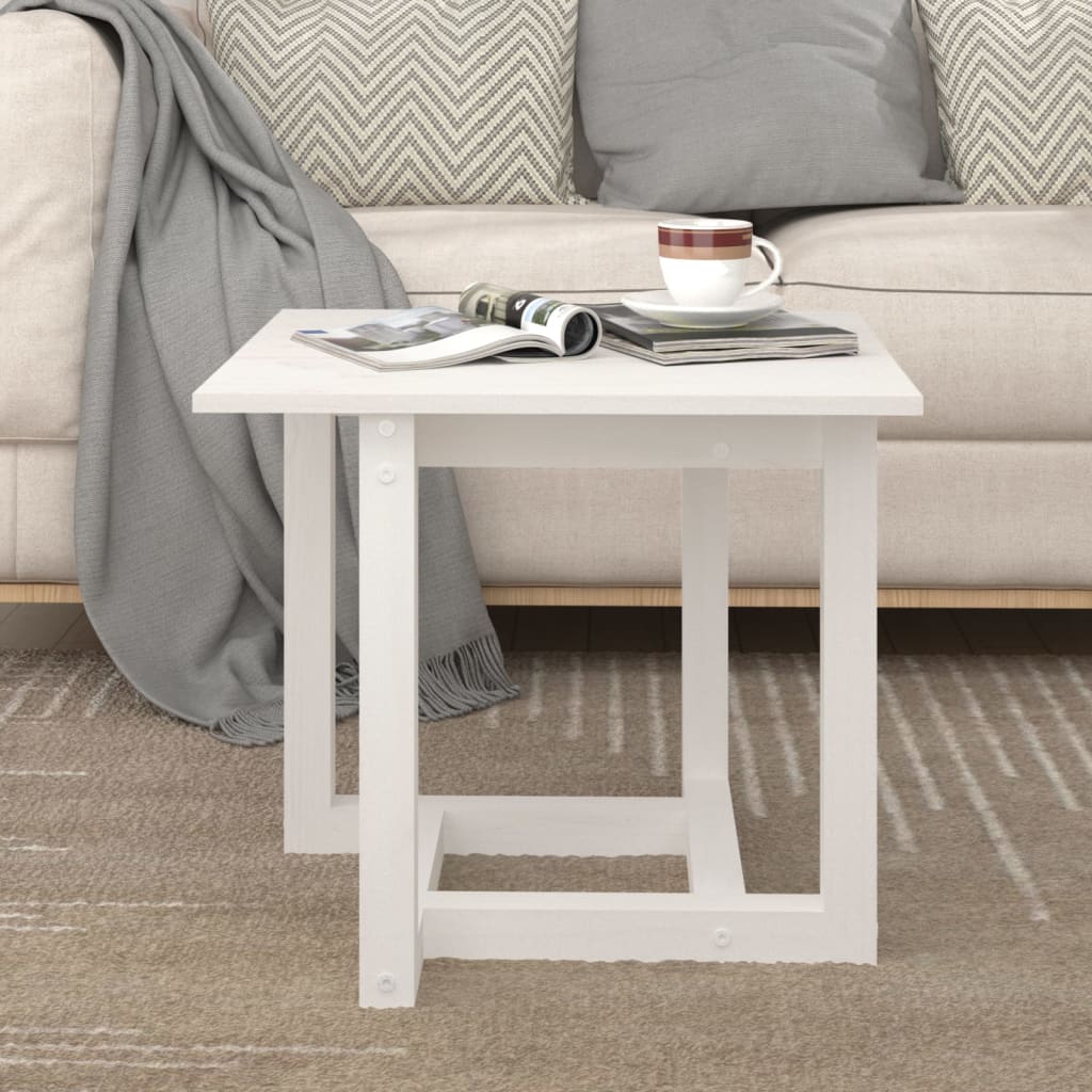 Sohvapöytä valkoinen 50x50x45 cm täysi mänty – Nordic Home Shop