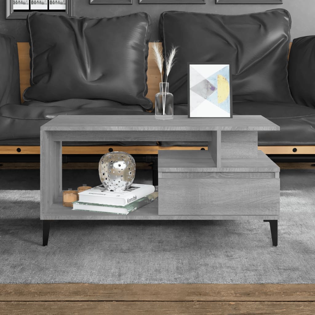 Sohvapöytä harmaa Sonoma 90x49x45 cm tekninen puu – Nordic Home Shop