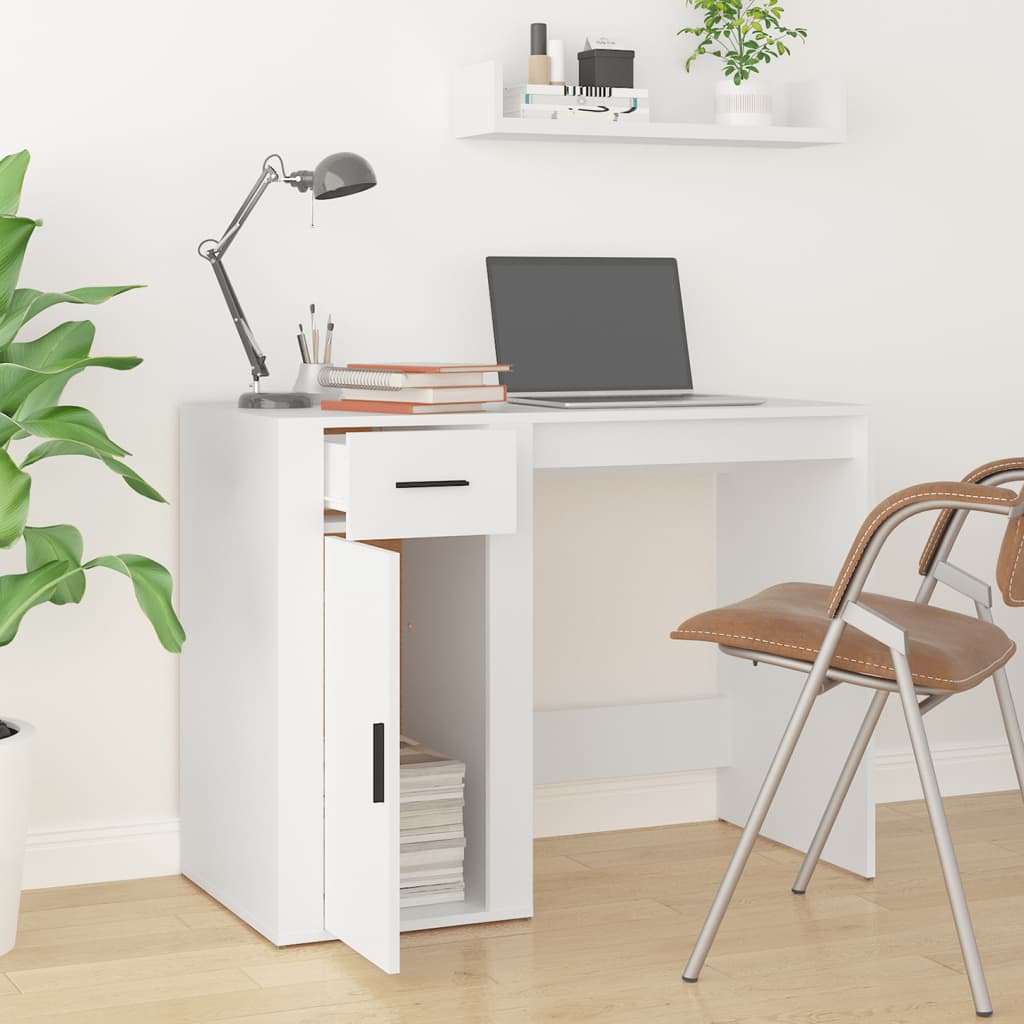 Työpöytä valkoinen 100x49x75 cm tekninen puu – Nordic Home Shop