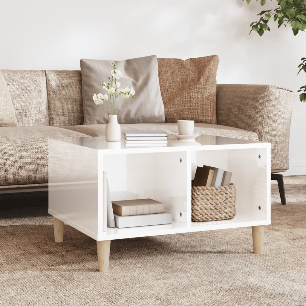 Sohvapöytä korkeakiilto valkoinen 60x50x36,5 cm tekninen puu – Nordic Home  Shop