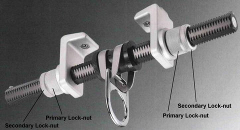 FallTech 7530 Steel, Trailing Beam Clamp Steel - Dual Ratcheting for Centering on I-beam, Machined Aluminum Bar, Steel Jaws w/Slider Pads, 4" to 14"