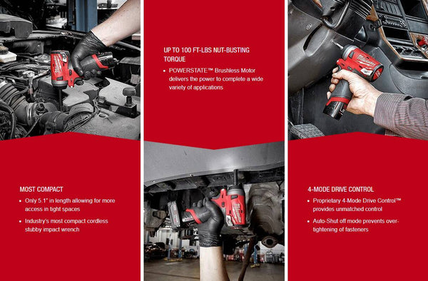 Milwaukee 2552-22 M12 FUEL™ 1/4" Stubby Impact Wrench Kit