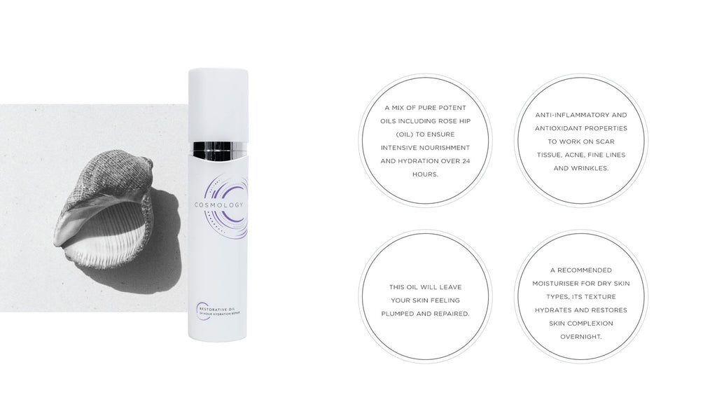 Our Restorative Oil is a rich texture for intense nourishment