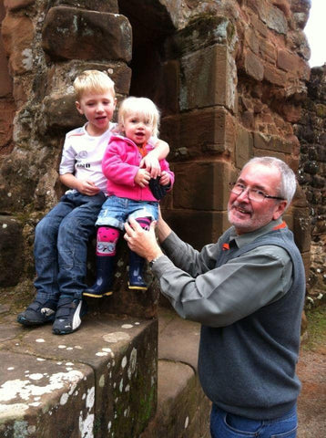 Chris with his grandchildren Will and Lucy at Ludlow castle