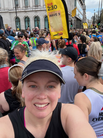 Glioblastoma (GBM) patient Hannah King-Page at the start of the London Landmarks Half Marathon