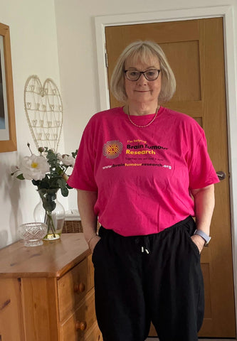 Jill Blakemore in her Brain Tumour Research t-shirt