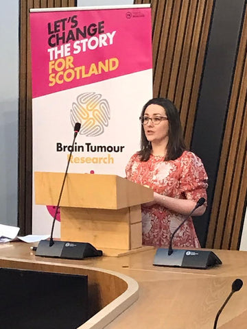 Brain Tumour Research Patron Theo Burrell addressing Scottish Parliament at Holyrood