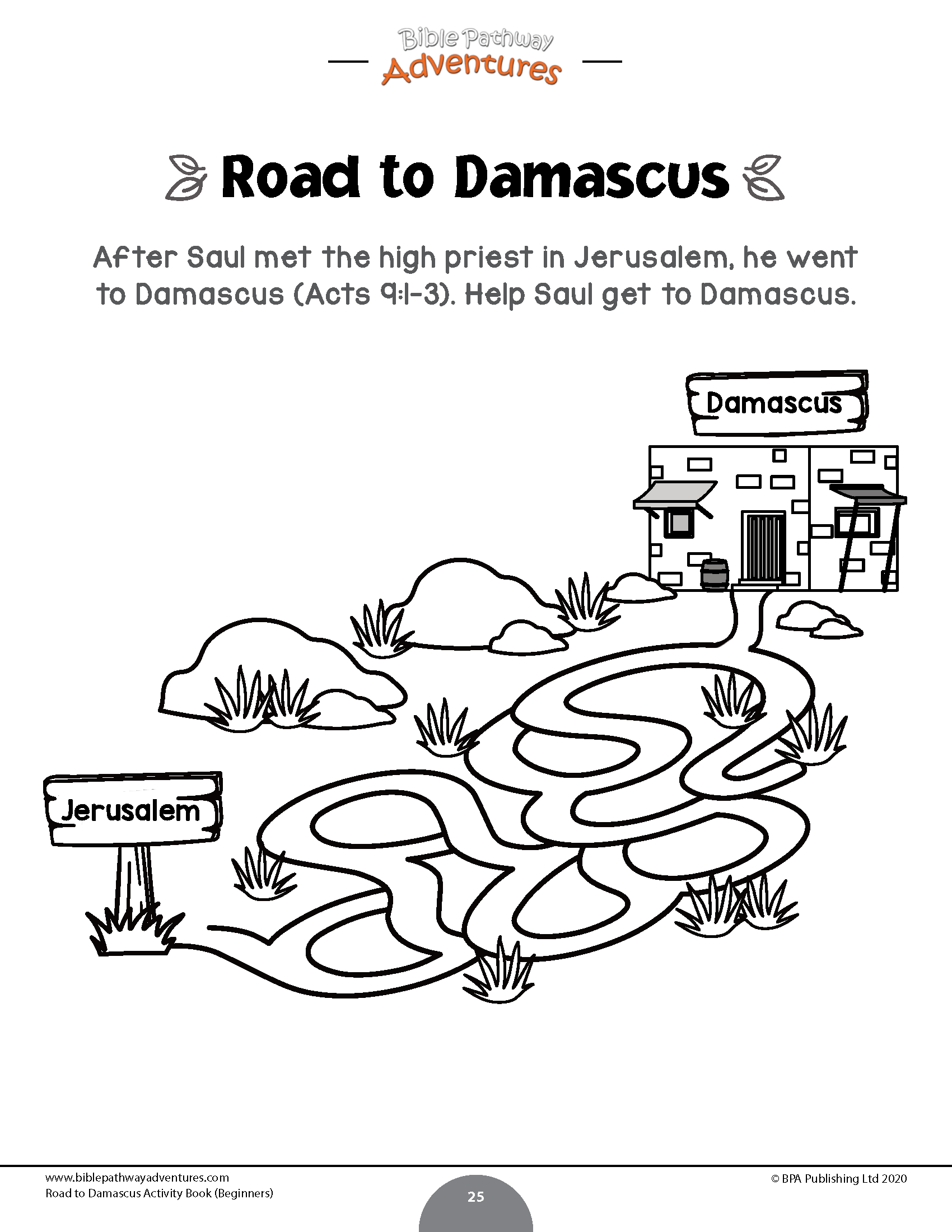 Road To Damascus Activity Book For Beginners Bible Pathway Adventures