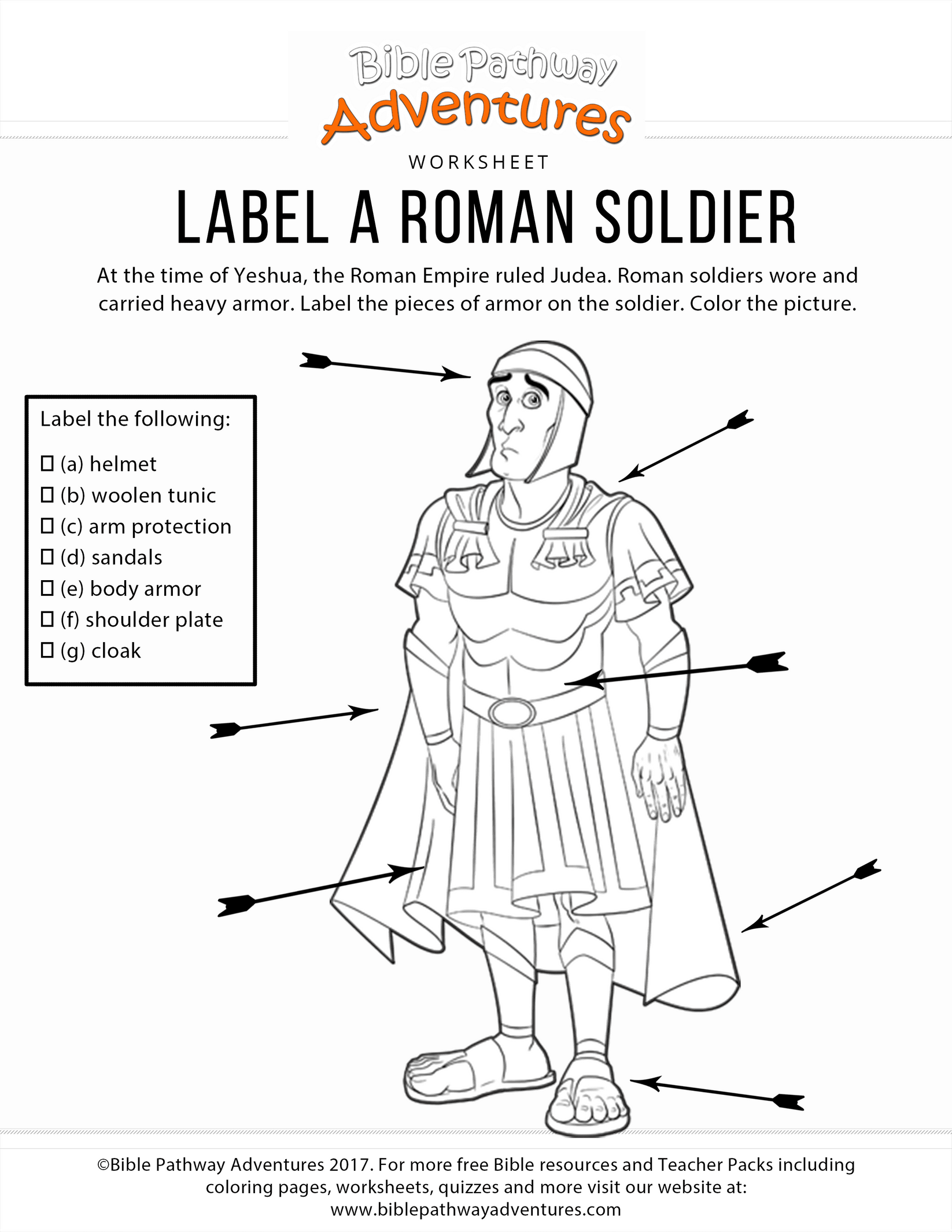 roman soldier worksheet