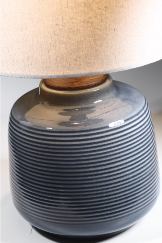 blue ceramic bedside lamp