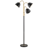 Stark Black & Brass Modern Adjustable Gooseneck 3 Light Floor Lamp by Lite Source
