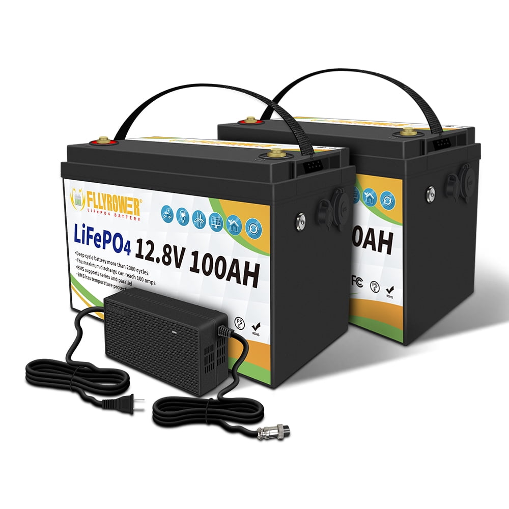 2PACK 12v 100ah Lifepo4 battery with Grade A cells and perfect BMS deep cycle times up to 10000 for trolling motor RV camping solar system Golf Cart support series and parallel connection