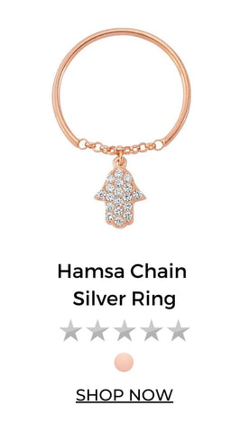 Hamsa Chain Silver Ring