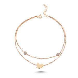 Bird Anklet in Rose Gold