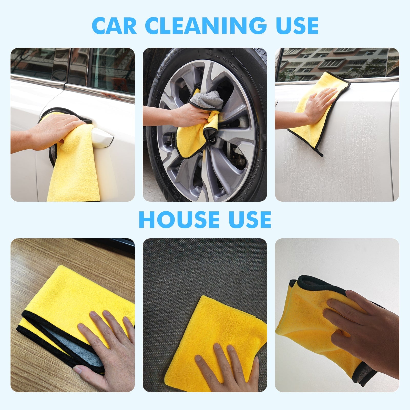 3PCS Car Household Window Glass Quick Dry Car Wash Towels