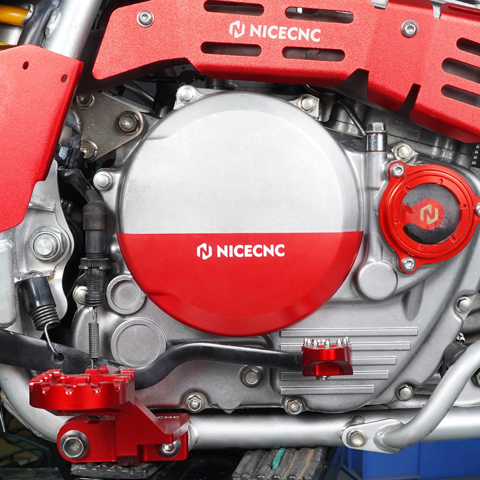NICECNC Upgraded Red Alternator Cover Guard Protector 6061-T6 Billet  Aluminum Compatible with Honda XR650L 1993-2023