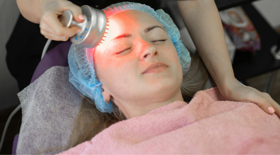 Woman receiving laser hair removal