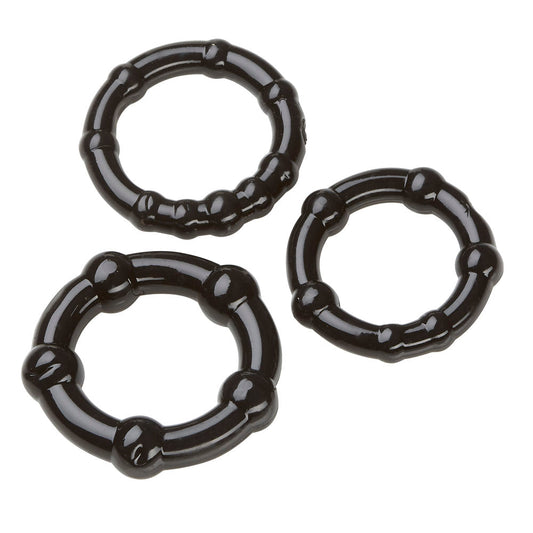 Cloud 9 Pro Sensual Silicone Cock Ring Set Black with Free Bottle of Adult  Lube