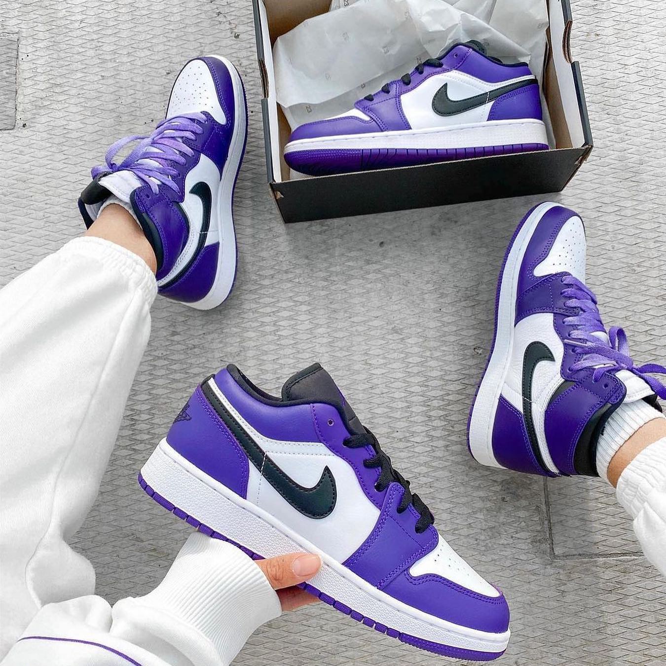 Nike Air Jordan 1 Low Purple White Sneakers Shoes