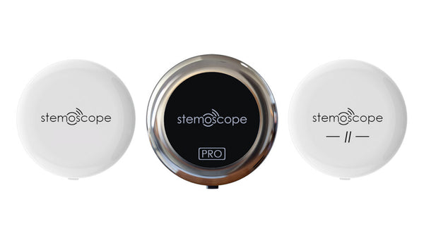 stemoscope trio: stemoscope smart listening device, stemoscope ii smart wireless stethoscope, stemoscope pro smart digital stethoscop