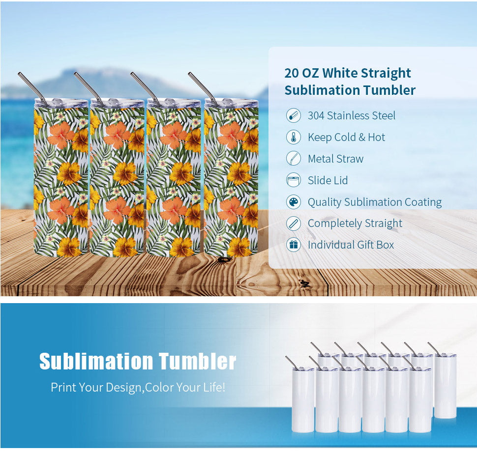 20oz tumbler wholesale sublimation white skinny straight tumbler-50 pe –  Meline Wang Blanks