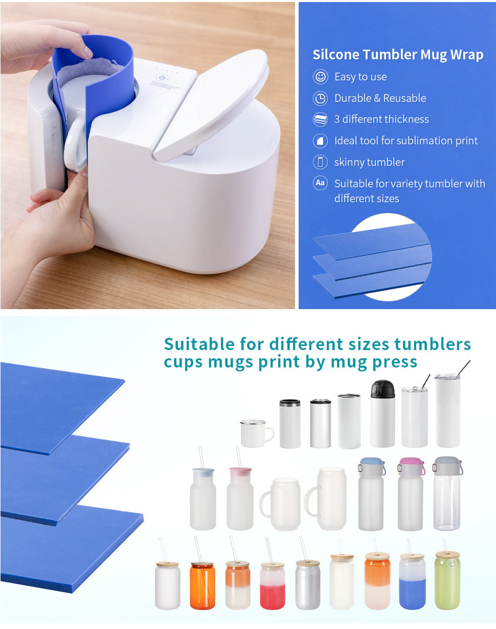 CUPITUP 3 Pcs Silicone Wraps for Sublimation Tumblers Blank