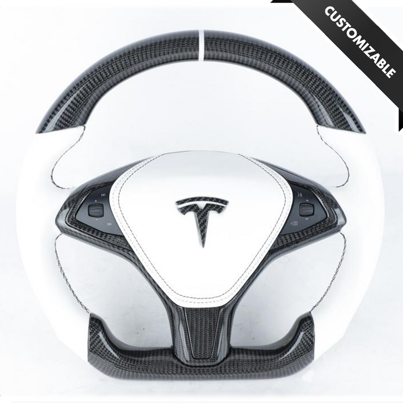 Tesla Model X Style Customizable Steering Wheel | Carbon City Customs