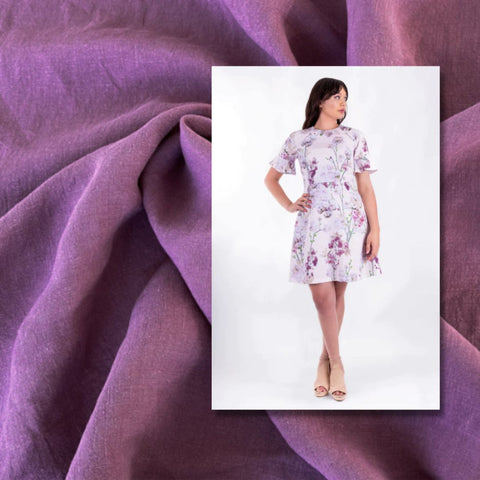 Forget Me Not Patterns Valerie Dress and Antique Wash Linen in Plum 