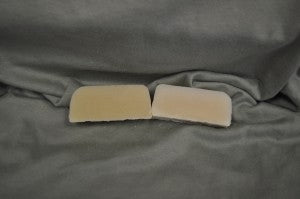 Ginger scented soap on the left and control on the right.
