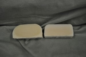 Sap Moss scented soap on the left and control on the right.