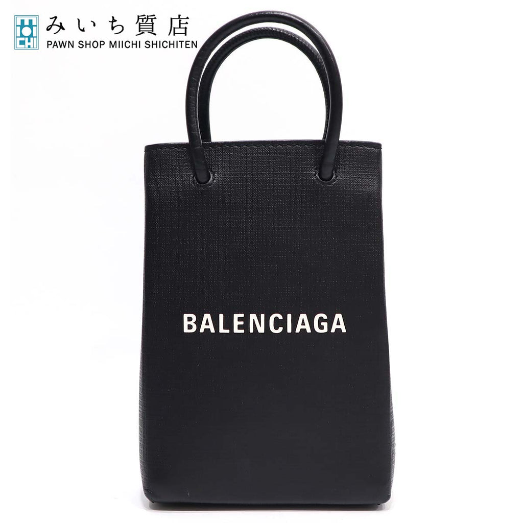 バレンシアガ BALENCIAGA ミニ shopping バッグ Shopping Phone Holder バッグ スクエアカーフ ブラック  H4222