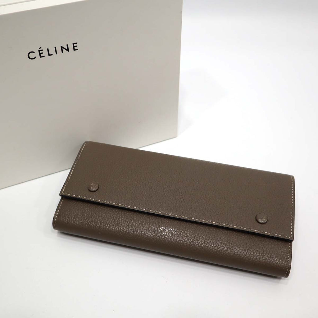 財布 CELINE セリーヌ ラージ フラップ マルチファンクション グレー