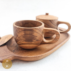 Jolly Teak glass cups with wooden lids, the unbreakable dinner set and perfect for wood anniversary gifts for wife