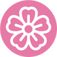 Icon of a white flower on a pink background for fresh verve antiperspirant