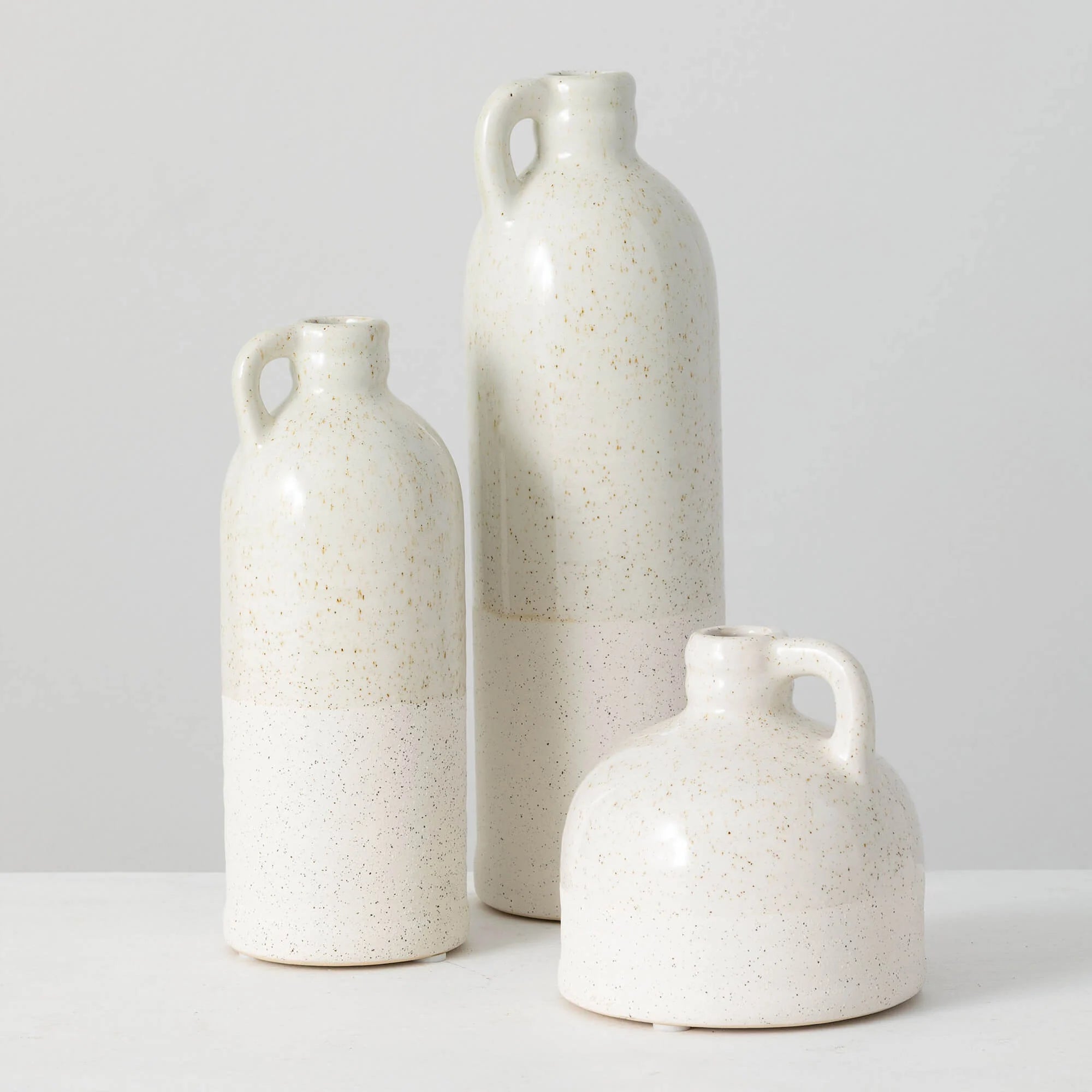White Speckled Jug Vase | Set of 3