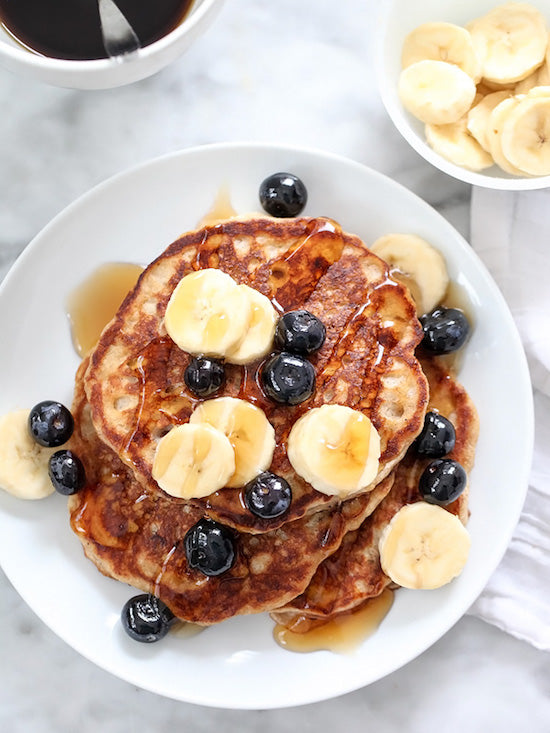Fawn Design 5 Pancake Recipes Your Family Will Love - Banana Bread Pancakes by FoodieCrush