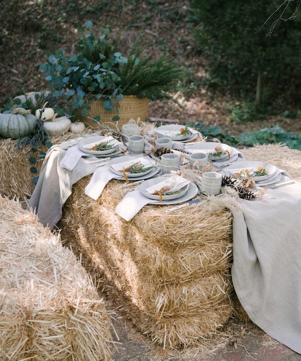 Hay Bale Table Photos and Images