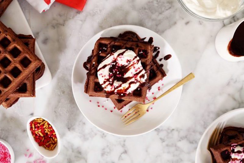 Galentine's Day Brunch Recipe - Chocolate Waffles with Cream - Joy the Baker 