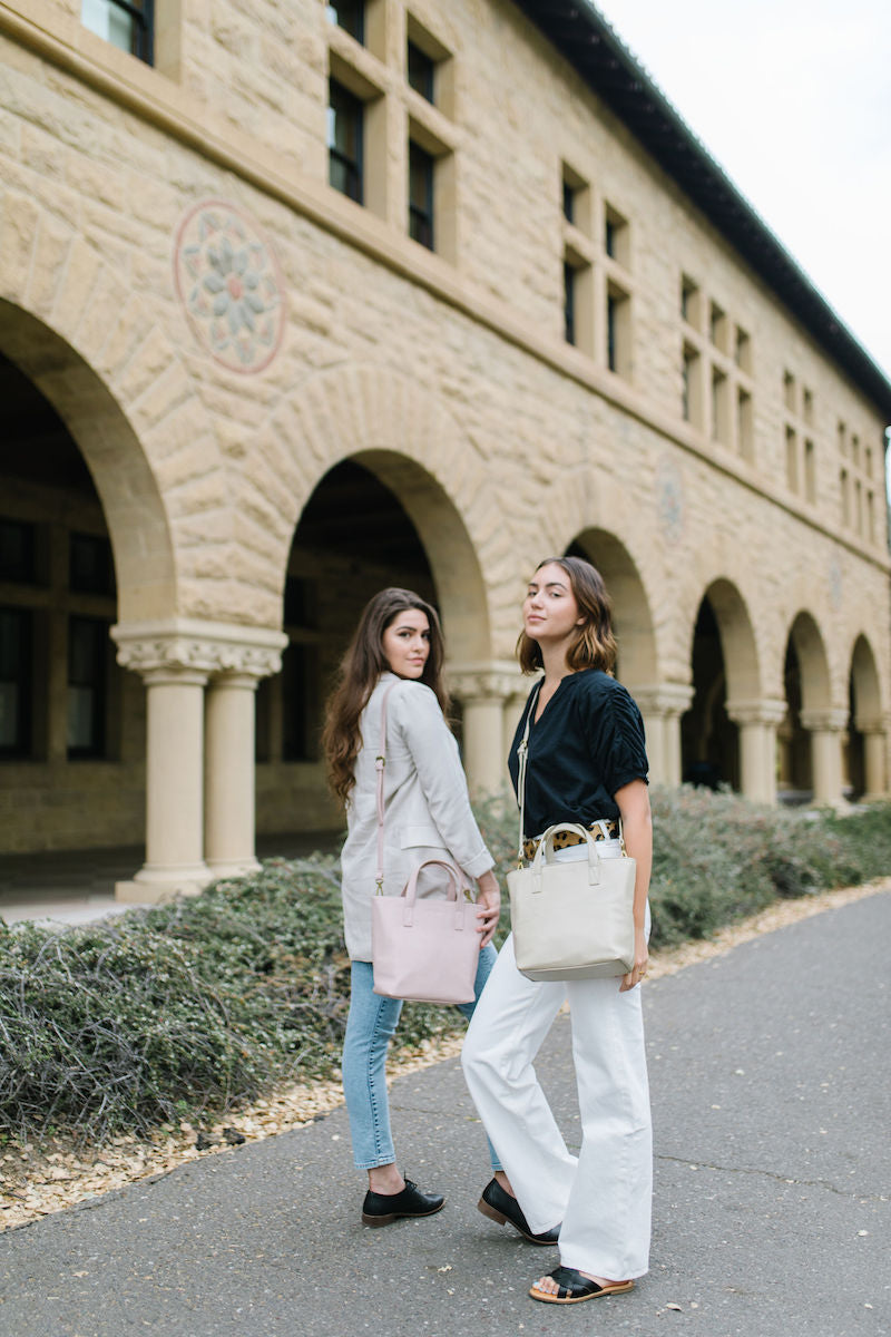 Fawn Design Mini Tote Bag in Blush and Bone Vegan Leather 