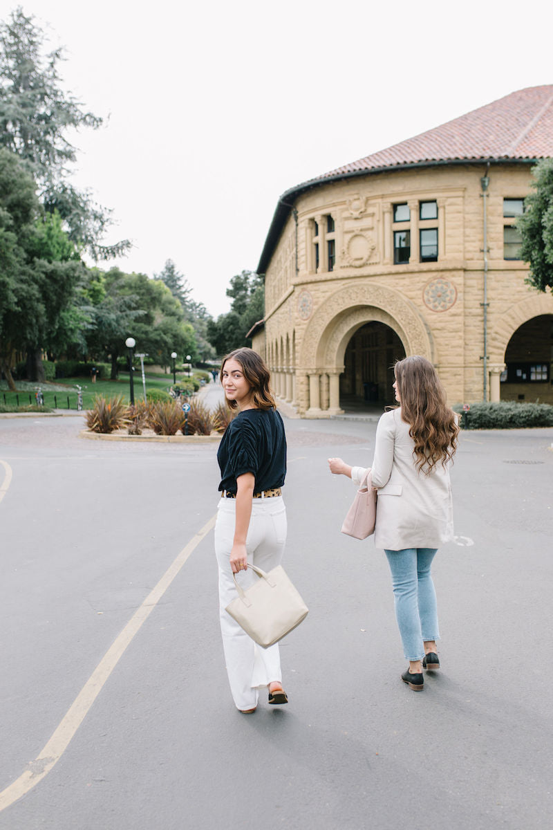 Fawn Design Mini Tote Bags in Bone and Blush Vegan Leather 