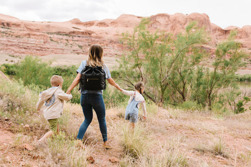 Fawn Design Drawstring Bucket Bag in Black Vegan Leather - Moab, Utah 