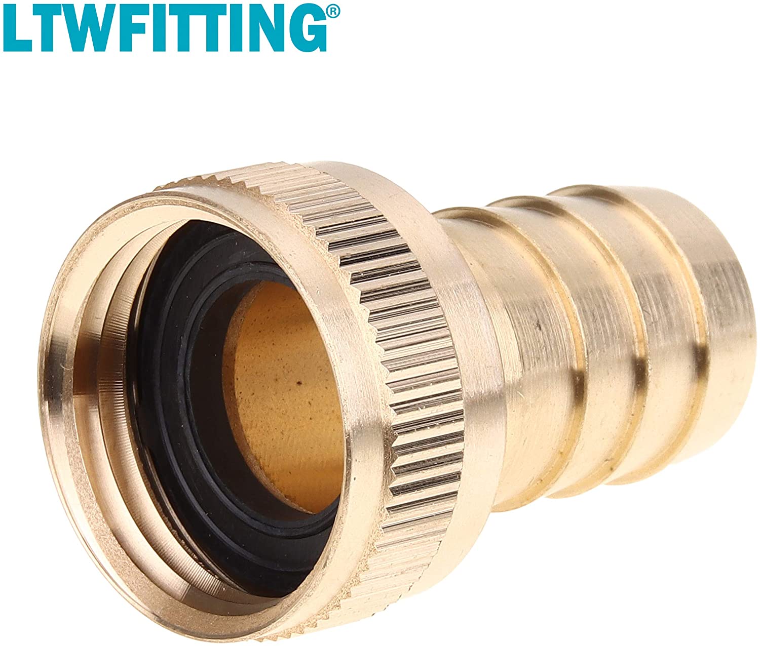 LTWFITTING Brass 3/4 Inch Barb x 3/4 Inch FHT Hose Repair/Connector,Garden Hose Fitting(Pack of 5)