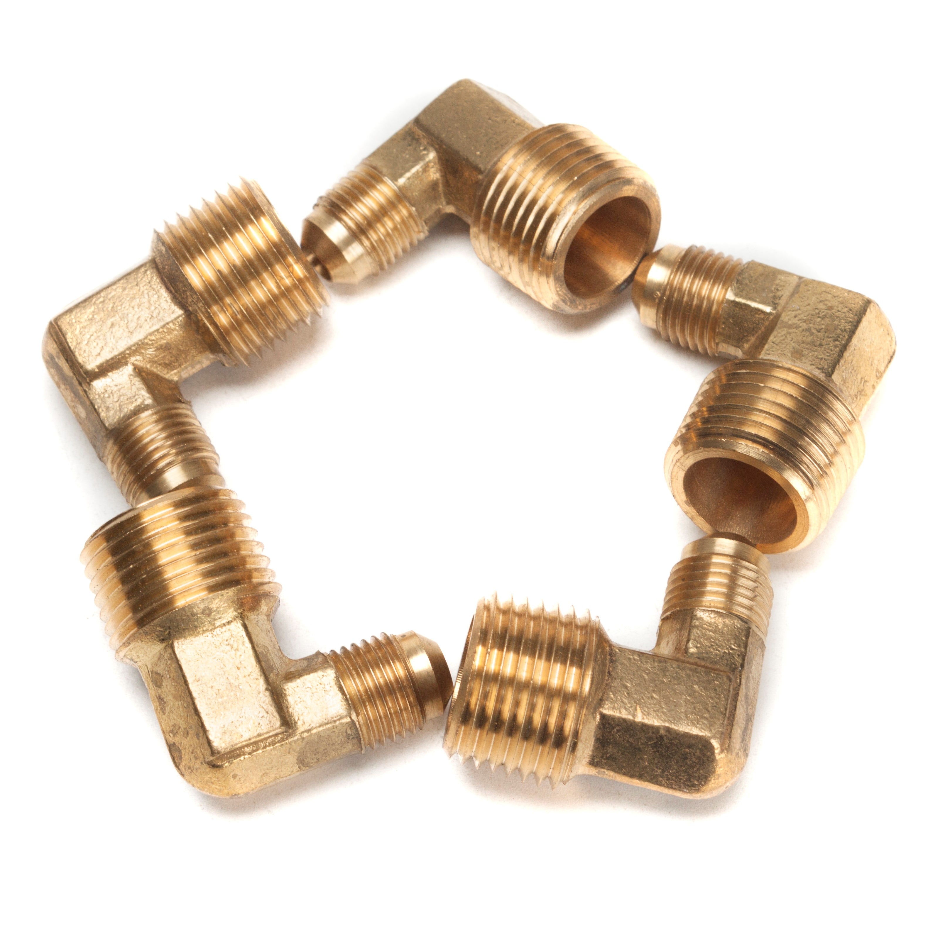 LTWFITTING Brass Flare 5/16 Inch OD x 1/2 InchMale NPT 90 Degree Elbow Tube Fitting (Pack of 5)