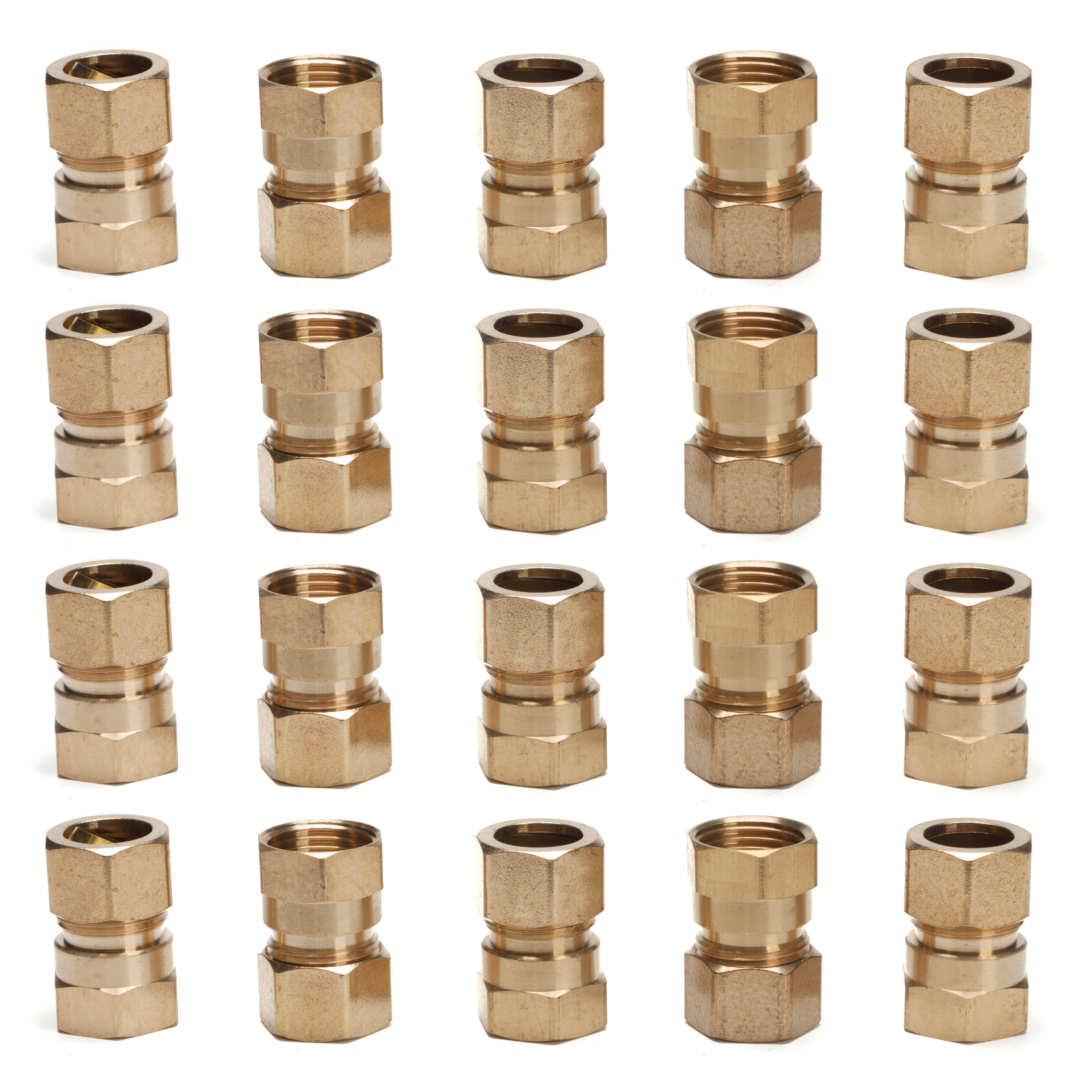 LTWFITTING Brass 1/4-Inch OD x 1/8-Inch Female NPT Compression Connector  Fitting(Pack of 5)